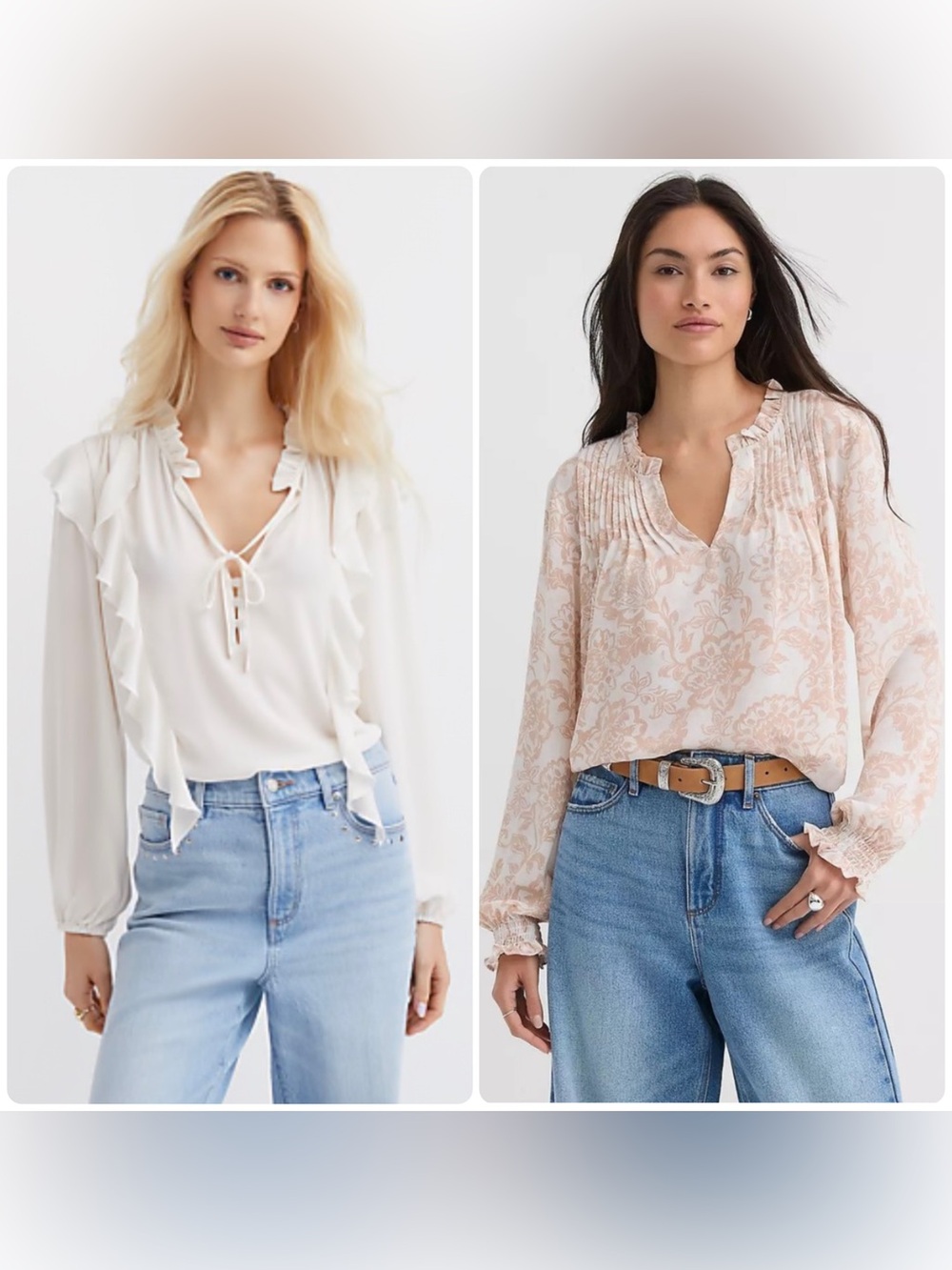 LOFT Bundle Light Cream Ruffle Blouses Small Petite